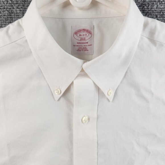 Brooks Brothers White Non-Iron 16 32/33 All Cotton Madison Button-Down Men Shirt - Picture 1 of 16